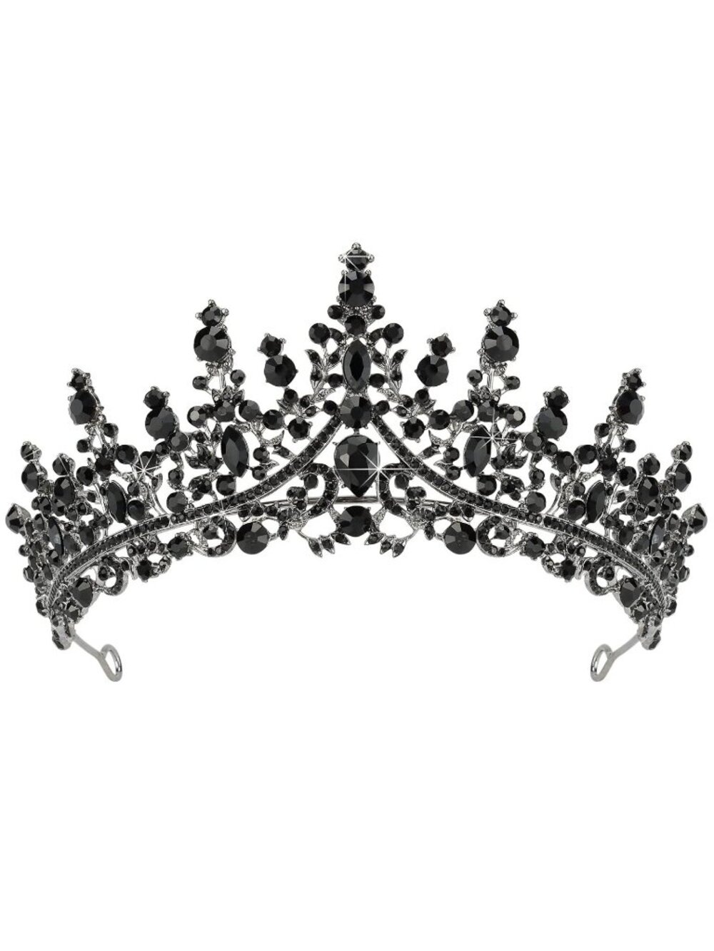 Women Black Gothic Swan Tiara Crown For Bridal Halloween Cosplay Headpiece